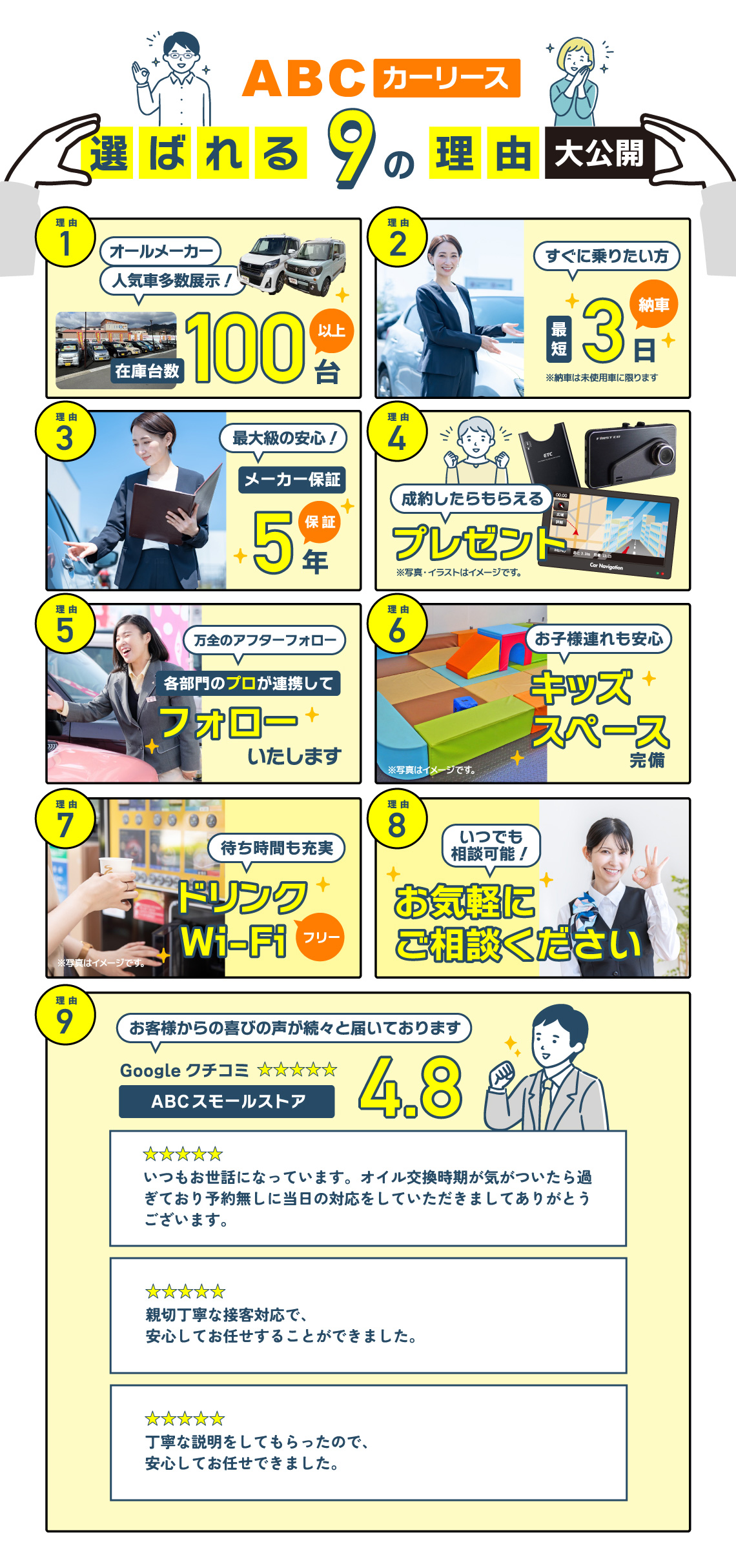ABCカーリース 選ばれる９つの理由